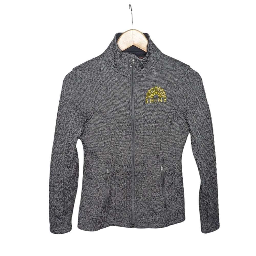 Spyder Knit Jacket Women's Small Gray Full Zip Performance Fleece Lined Athletic